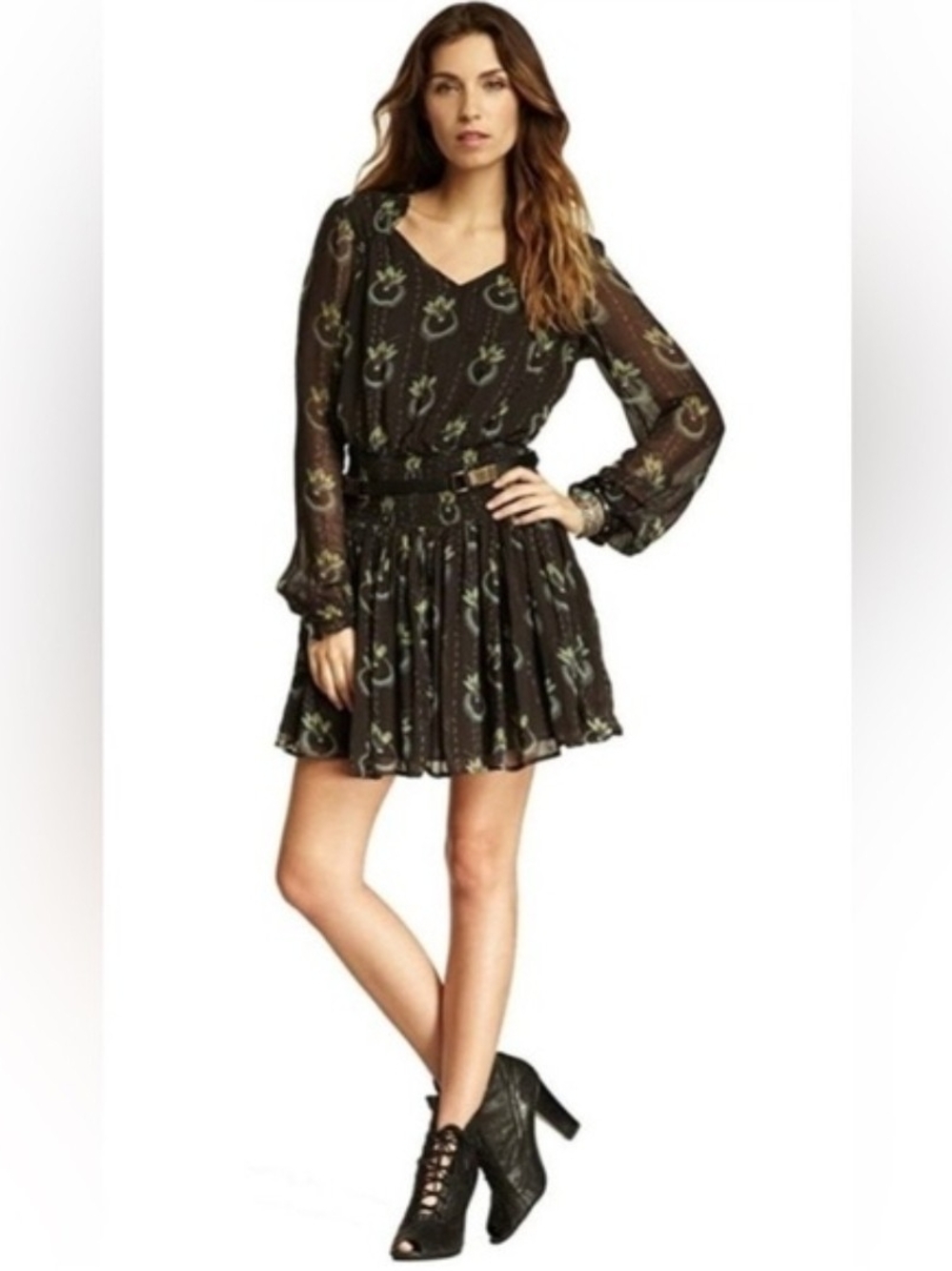Free People "Wild Horses" Peacock Print mini dress